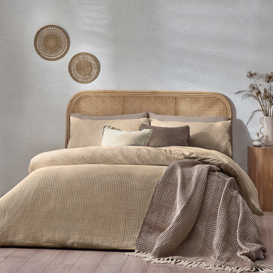 CHUNKY WAFFLE DOUBLE DUVET SET LINEN