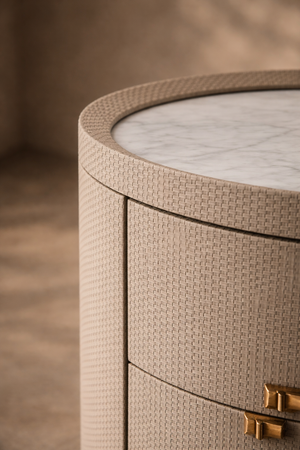 Ritz Bedside Table - White Marble - Tommy Franks