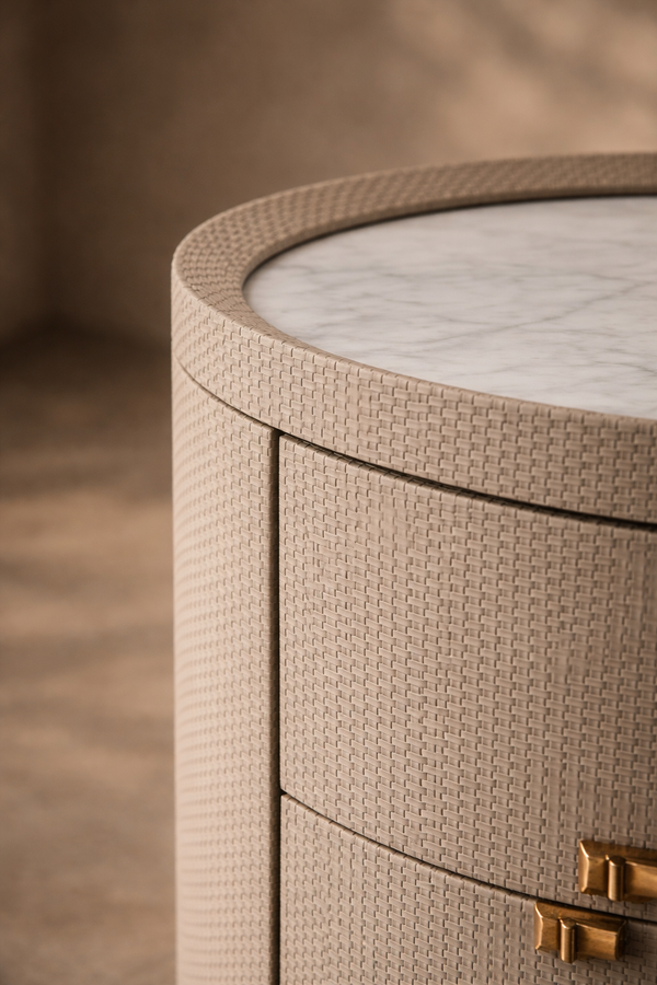 Ritz Bedside Table - White Marble - Tommy Franks