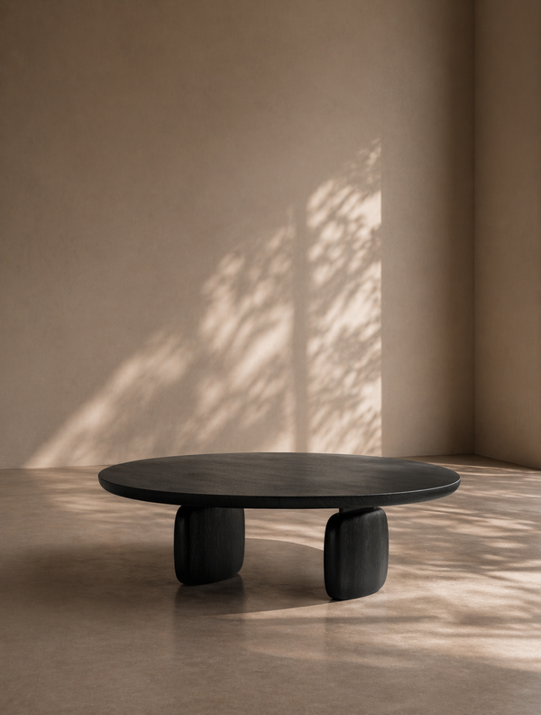 Underline Round Coffee Table - Black Oak - Tommy Franks