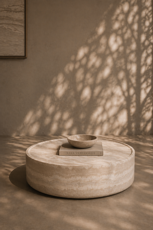 Ciladro Coffee Table - Faux Travertine - Medium - Tommy Franks