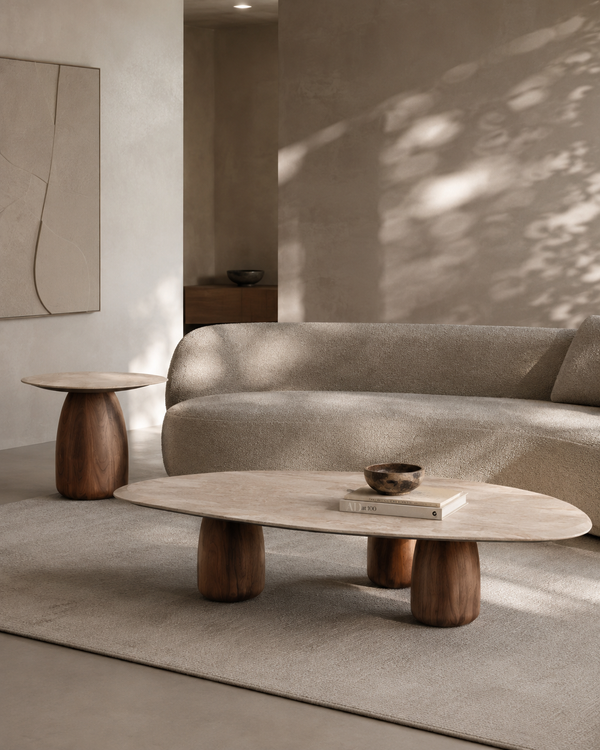 Basilca Coffee Table - Walnut Travertine - Tommy Franks
