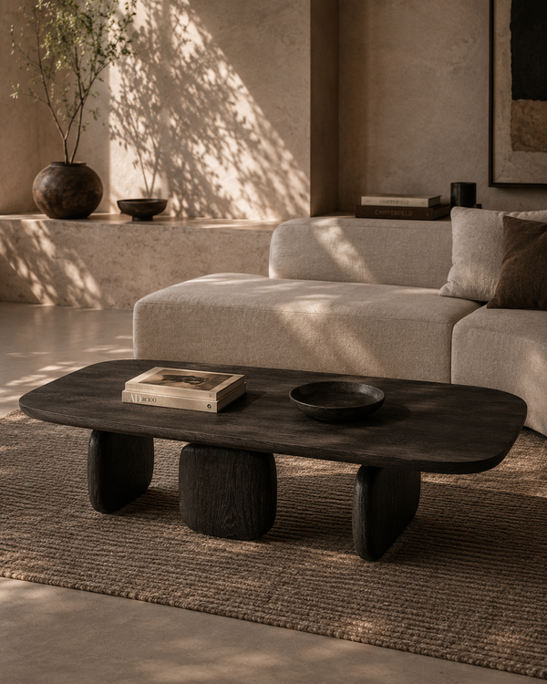 Underline Oval Coffee Table - Black Oak - Tommy Franks
