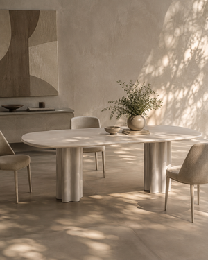 Moon Dining Table 240 - Matte Beige - Tommy Franks