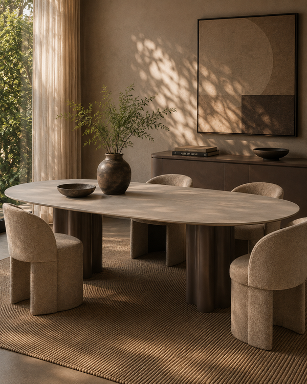 Moon Dining Table - 240 - Cocoa & Cream Ceramic - Tommy Franks