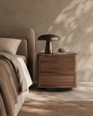 Coin Bedside Table - Light Walnut - Tommy Franks