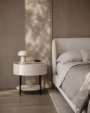 Avola Bedside Table - Matte Beige - Tommy Franks