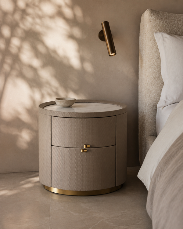 Ritz Bedside Table - White Marble - Tommy Franks