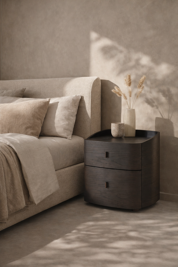 Vertu Bedside Table - Smoke Oak - Tommy Franks