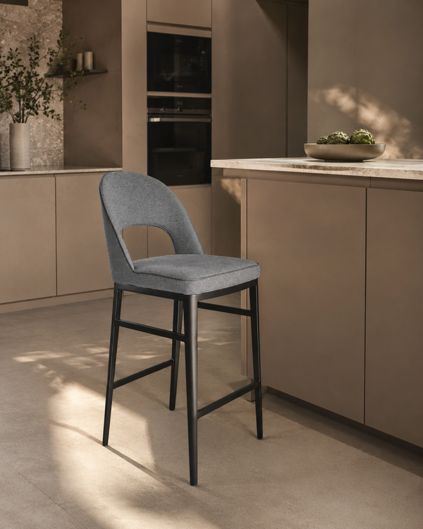 Verna Bar Stool - Enzimi Dark Grey and Dark Bronze - Tommy Franks