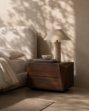 Madon Wide Bedside Table 700mm - Walnut - Tommy Franks