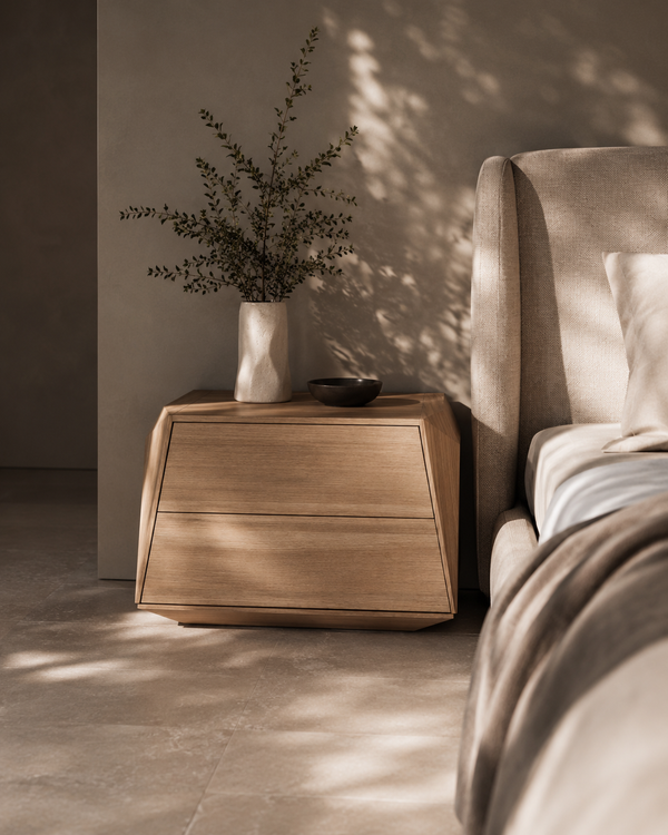 Madon Wide Bedside Table 700mm - Ash Oak - Tommy Franks