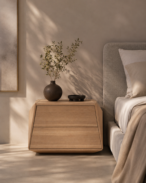Madon Wide Bedside Table 700mm - Ash Oak - Tommy Franks