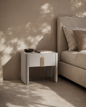 Polaris Bedside Table - Matte Beige - Tommy Franks