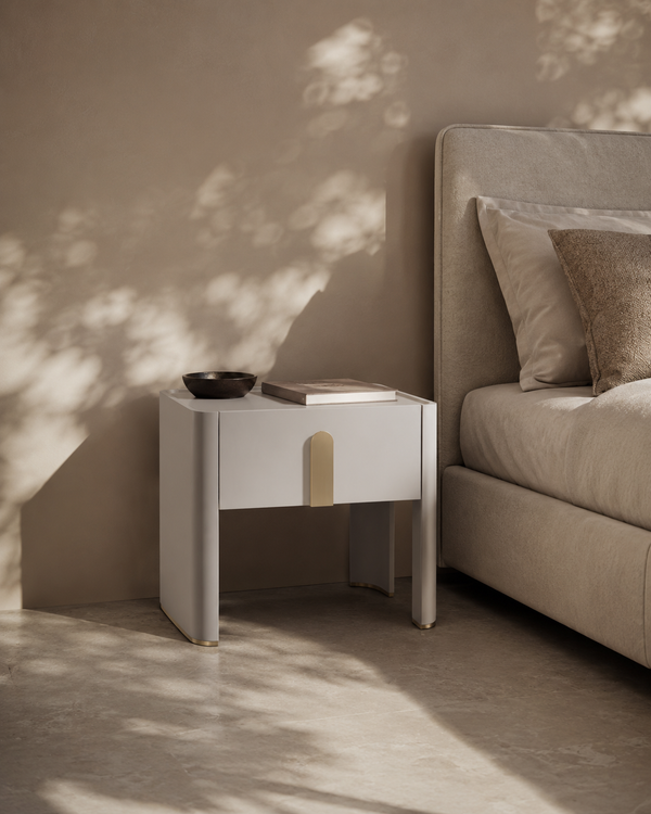 Polaris Bedside Table - Matte Beige - Tommy Franks