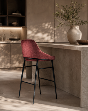 Vai Barstool - Bella Velour Coral - Tommy Franks