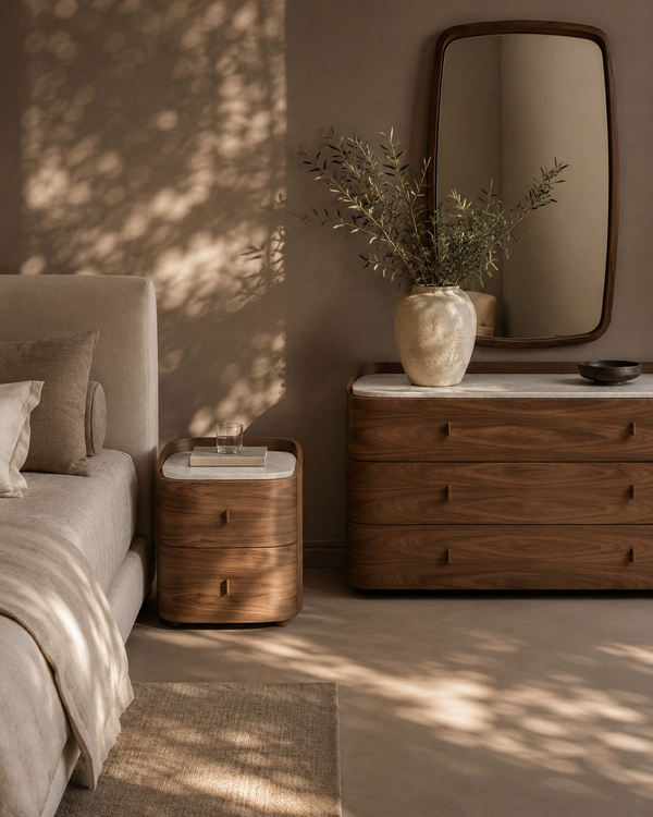 Vertu Bedside Table - Walnut - Tommy Franks