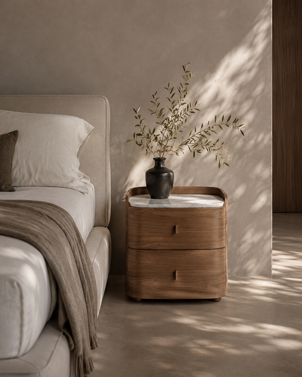 Vertu Bedside Table - Walnut - Tommy Franks
