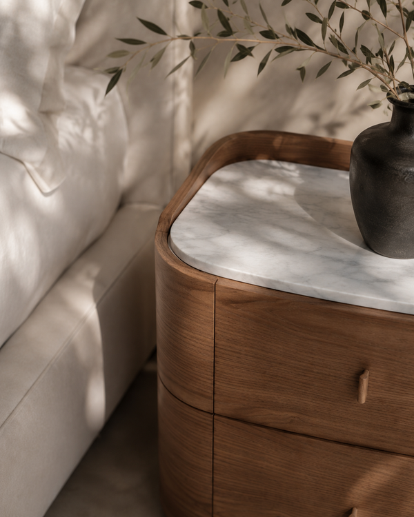 Vertu Bedside Table - Walnut - Tommy Franks