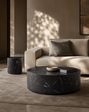 Ciladro Side Table - Faux Black Marble - Tommy Franks