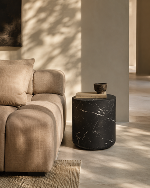 Ciladro Side Table - Faux Black Marble - Tommy Franks