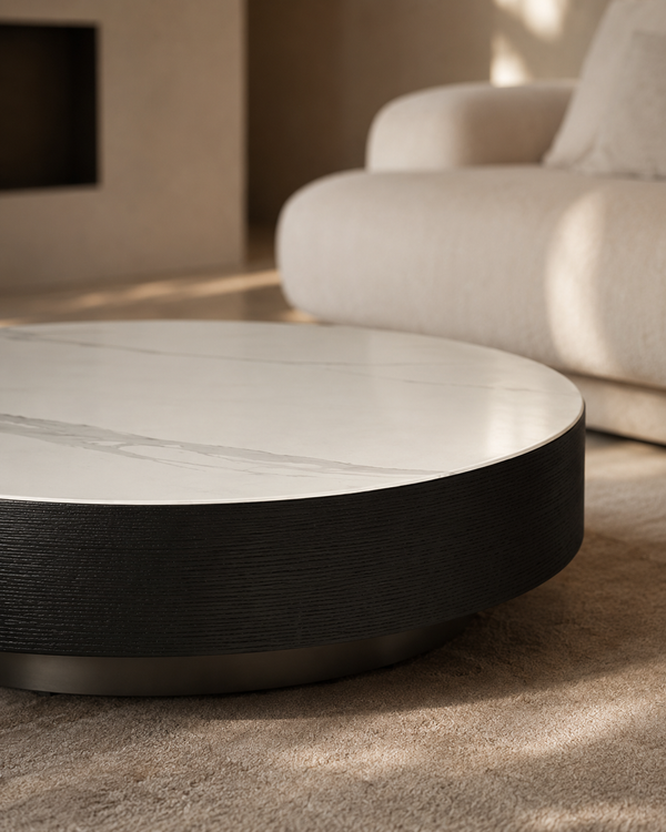 Coin Coffee Table - White Marble - Tommy Franks