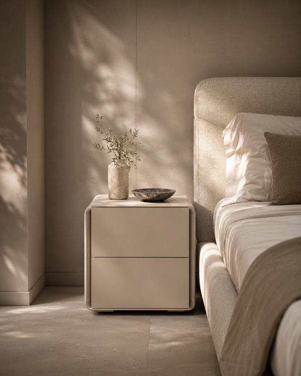 Kota Bedside Table - Matte Beige - Tommy Franks