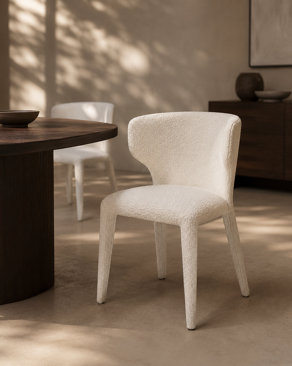 Vela Dining Chair - Chex Polar Bouclé - Tommy Franks