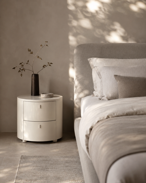 Sims Bedside Table - Matte Beige - Tommy Franks