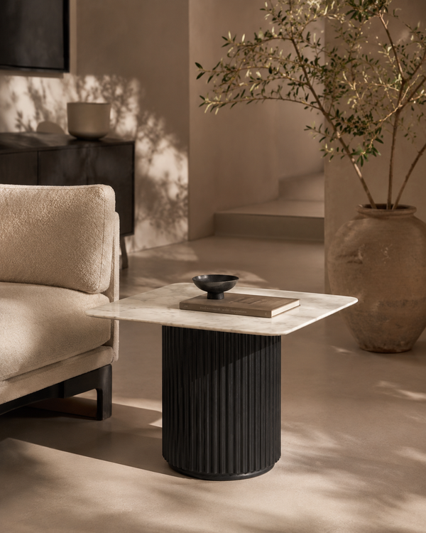 Lantine Marble Side Table - Matt Black - Tommy Franks