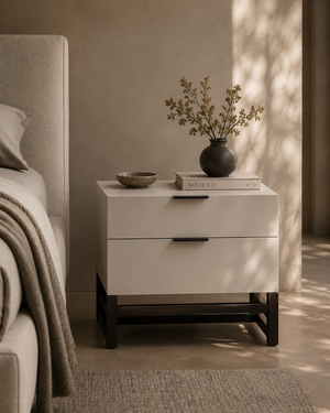 Webb Bedside Table - Matte Beige - Tommy Franks