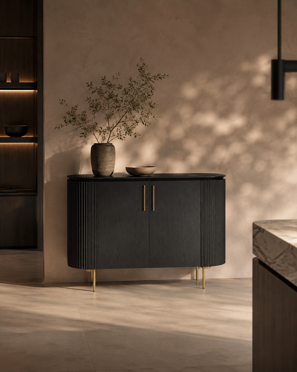 Lantine 2 Door Cabinet - Black Oak & Brass - Tommy Franks