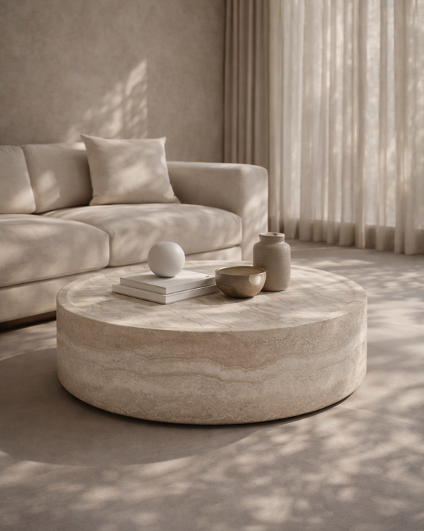 Ciladro Coffee Table - Faux Travertine - Large - Tommy Franks