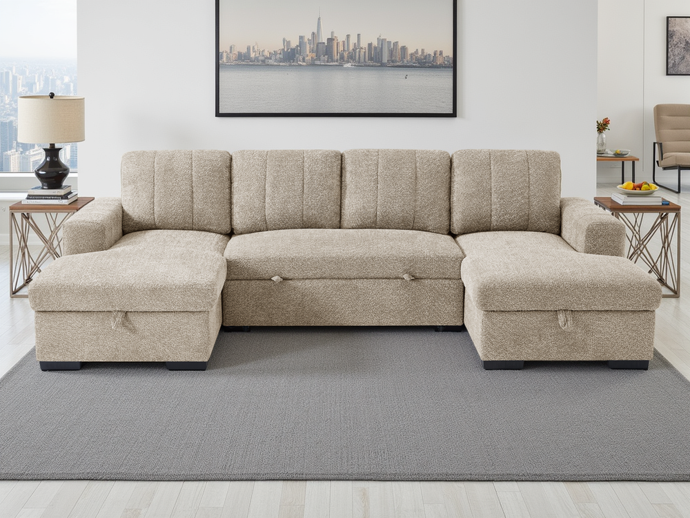 Como Sofabed Beige U Shape Corner - Xshowhome
