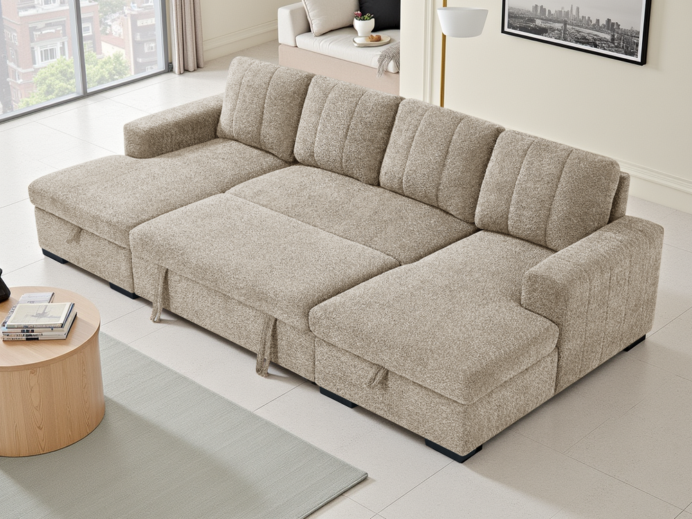 Como Sofabed Beige U Shape Corner - Xshowhome