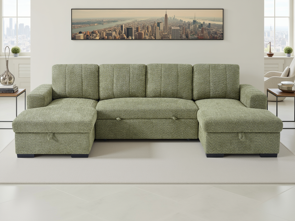 Como Sofabed Green U Shape Corner - Xshowhome