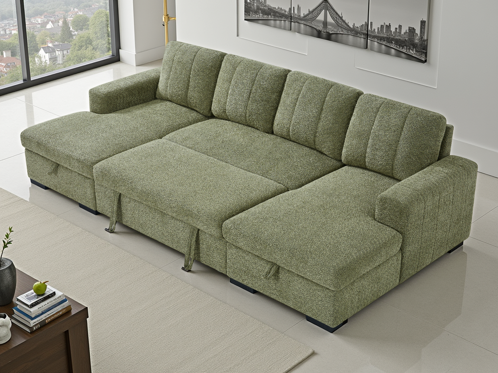 Como Sofabed Green U Shape Corner - Xshowhome