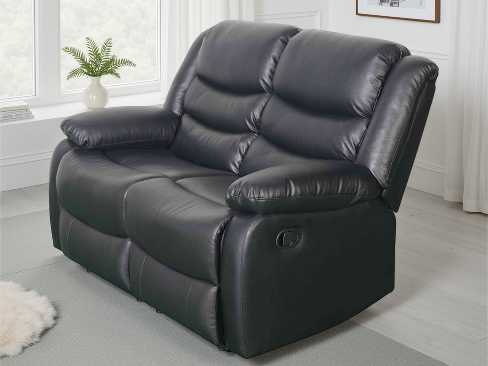 Conrad Manual Recliner Sofa Black 2 Seater - Xshowhome