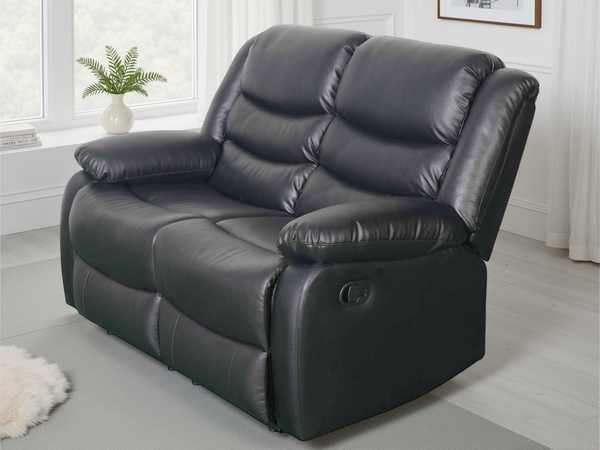 Conrad Manual Recliner Sofa Black 2 Seater - Xshowhome