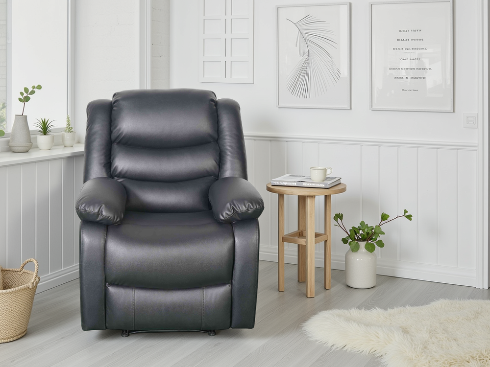 Conrad Manual Recliner Sofa Black Armchair - Xshowhome