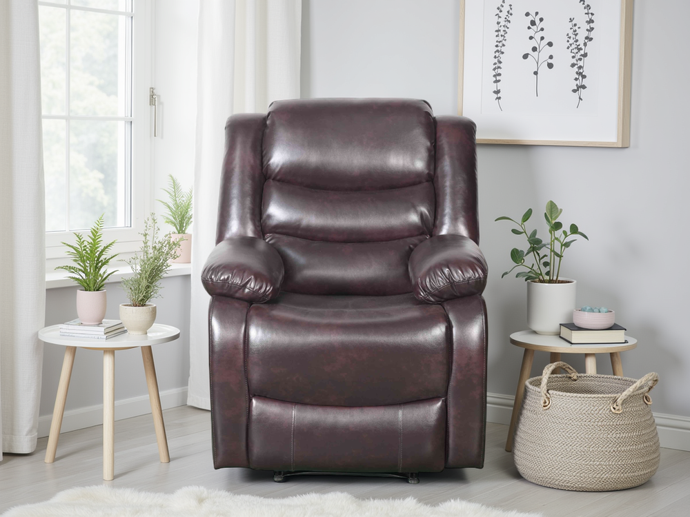 Conrad Manual Recliner Sofa Brown Armchair - Xshowhome