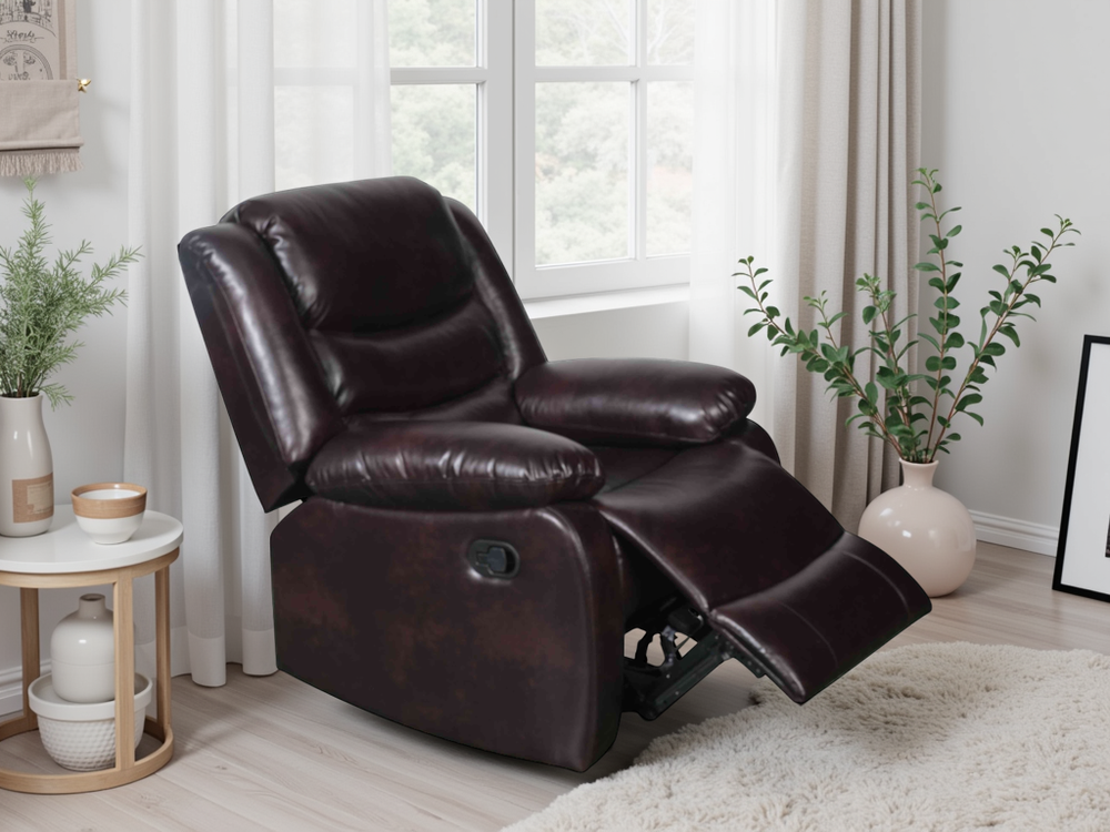 Conrad Manual Recliner Sofa Brown Armchair - Xshowhome
