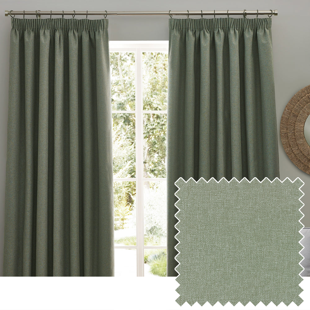 Dawn 117x137 Pencil Pleat Curtain Eucalyptus