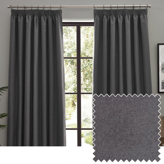 DAWN 229X183 PENCIL PLEAT CURTAIN CHARCOAL