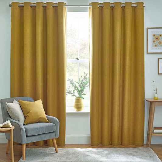 DAWN 117X137 EYELET CURTAIN MUSTARD
