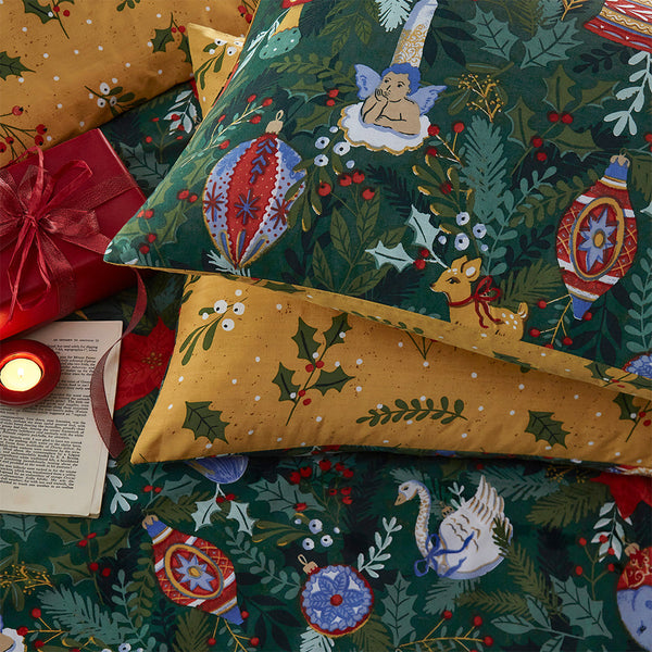 Deck the Halls Single Duvet Set Pine Green - Riva