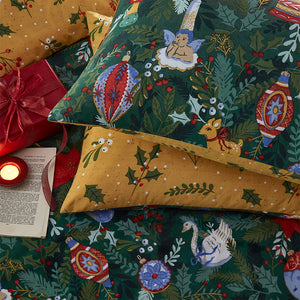 Deck the Halls Double Duvet Set Pine Green - Riva
