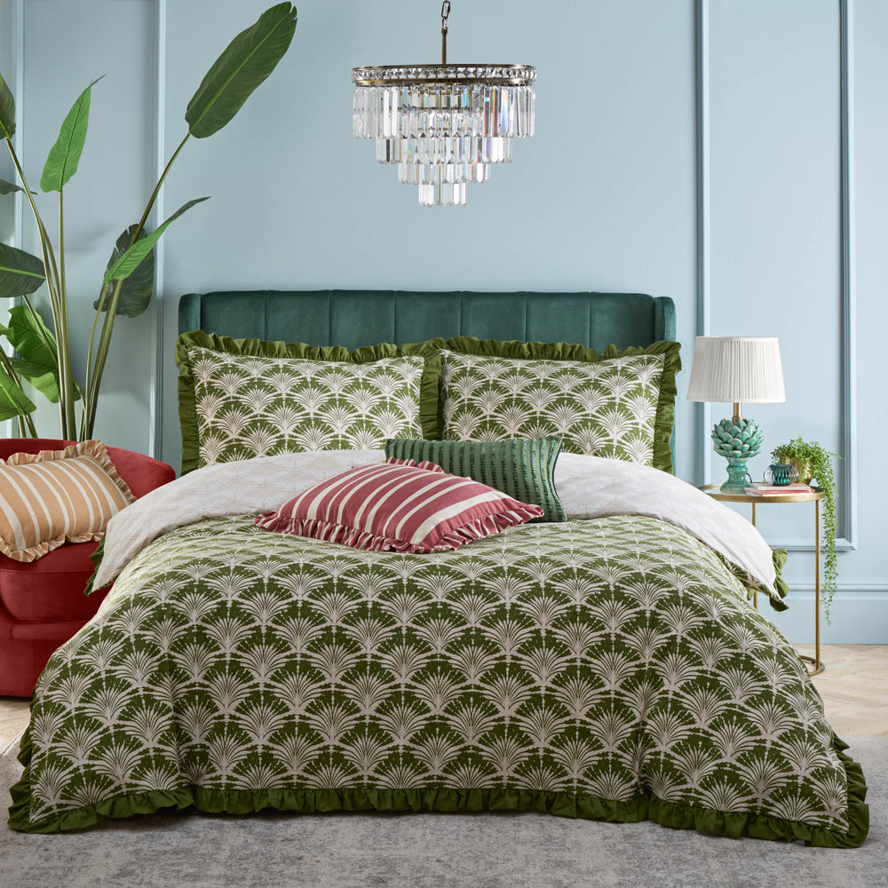 Deco Palm King Size Duvet Set Moss
