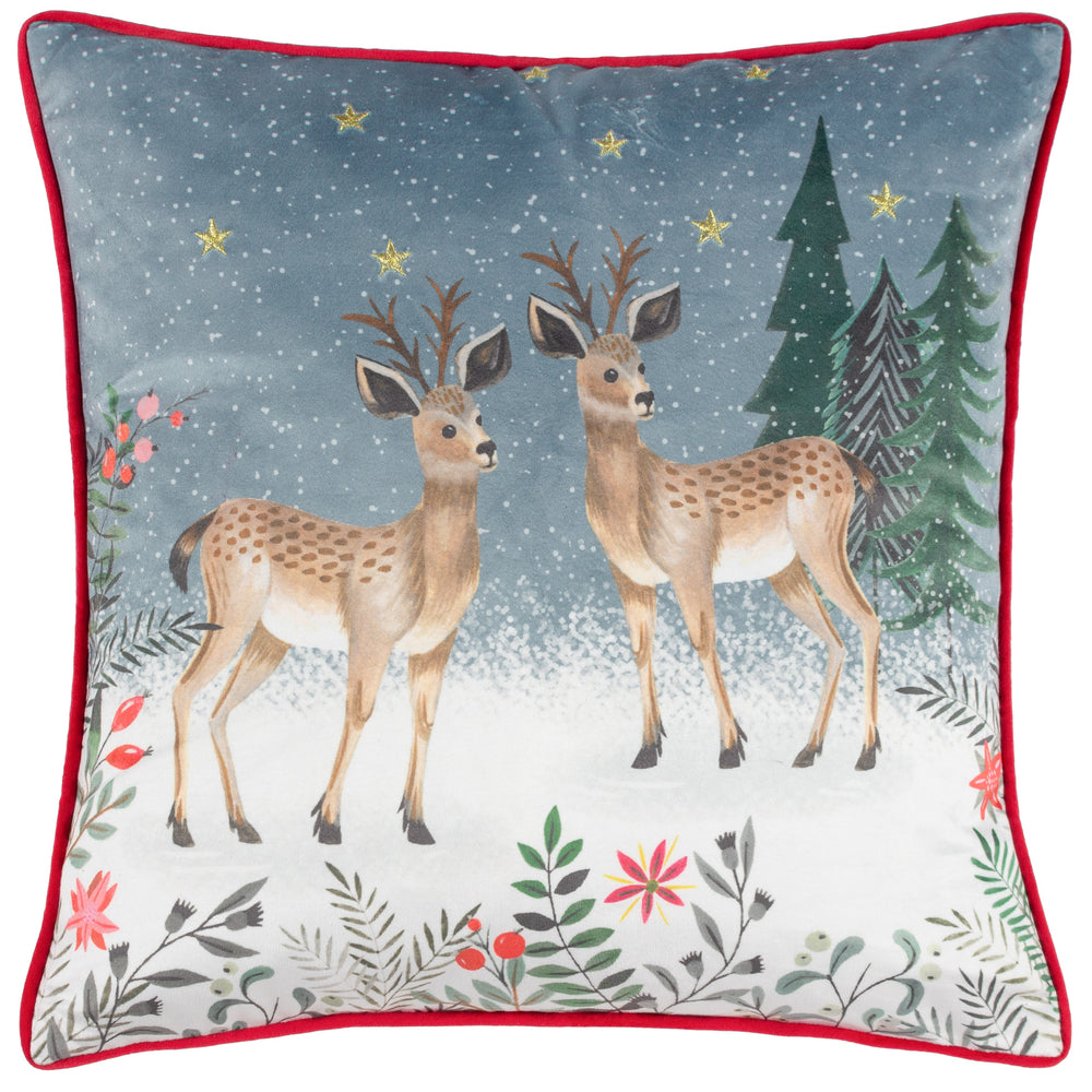 Ditsy Festive Reindeer 45x45 Feather Filled Cushion Multi