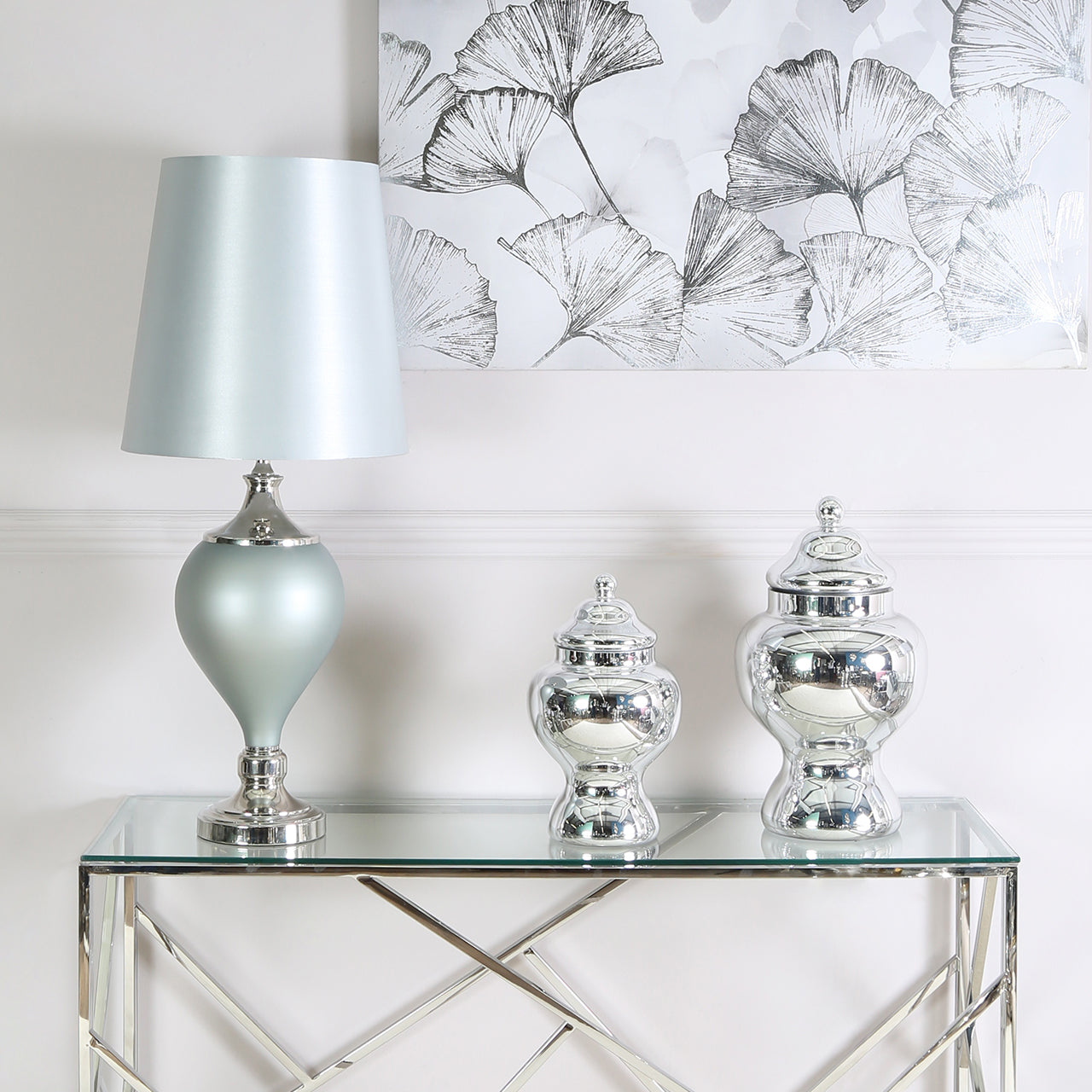 45cm Chrome Glass Ginger Jar